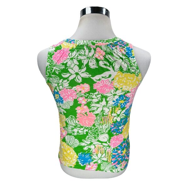 Lilly Pulitzer Essie Top Women’s XS Multi Hibiscus Stroll 100% Cotton Sleeveless - Picture 5 of 9